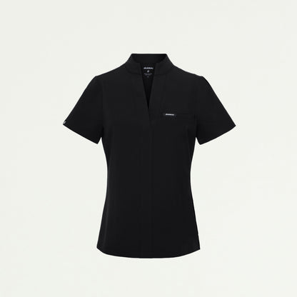 Serin Slim 1-Pocket Scrub Top - Black