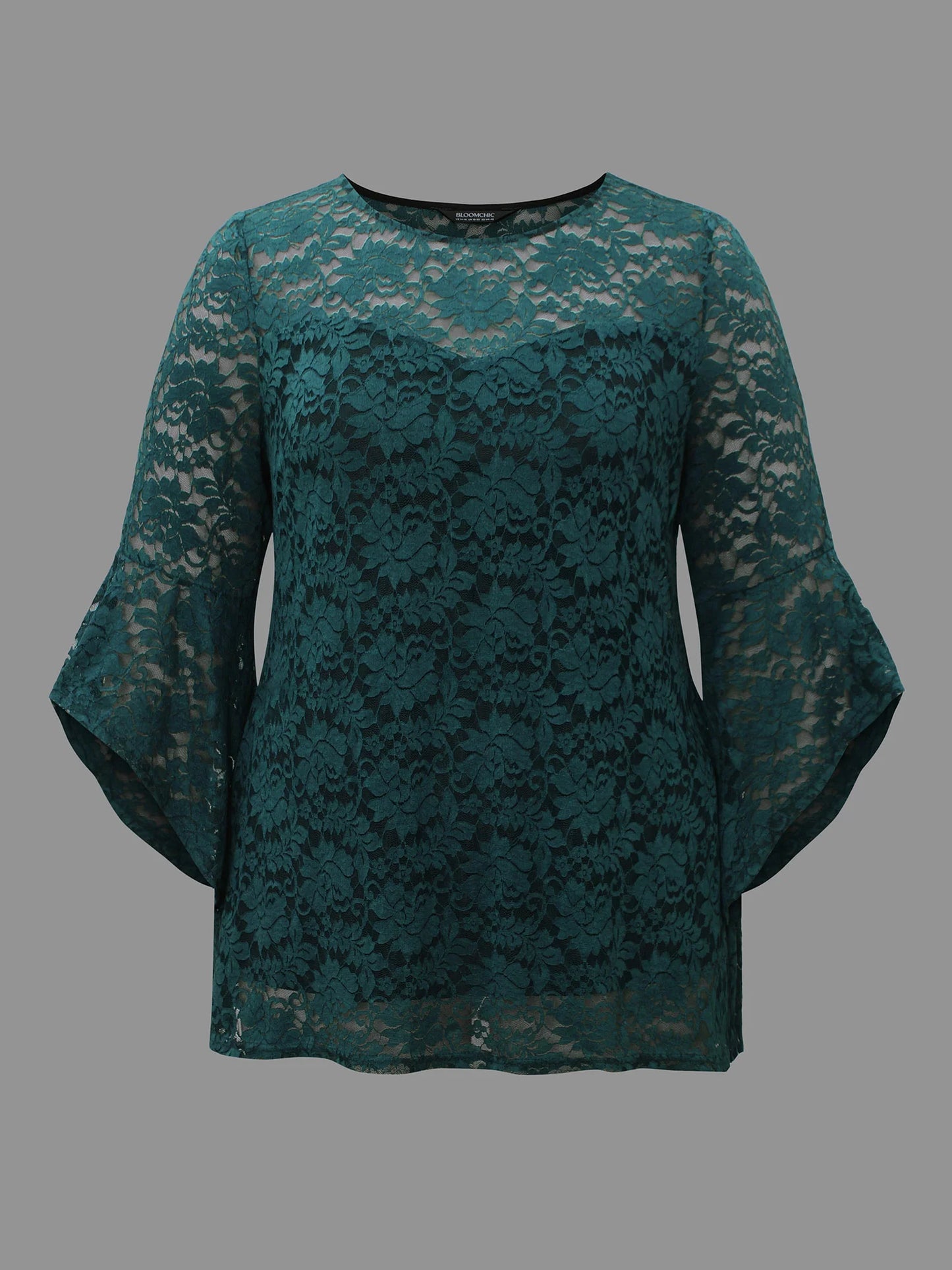 Sheer Lace Irregular Sleeve Lined Shirt