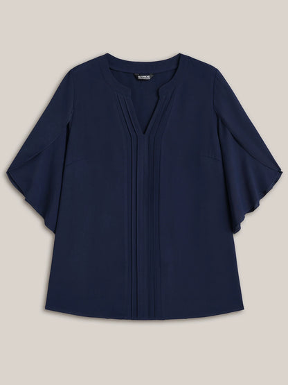 Petal Sleeve Toothpick Pleats Shirt