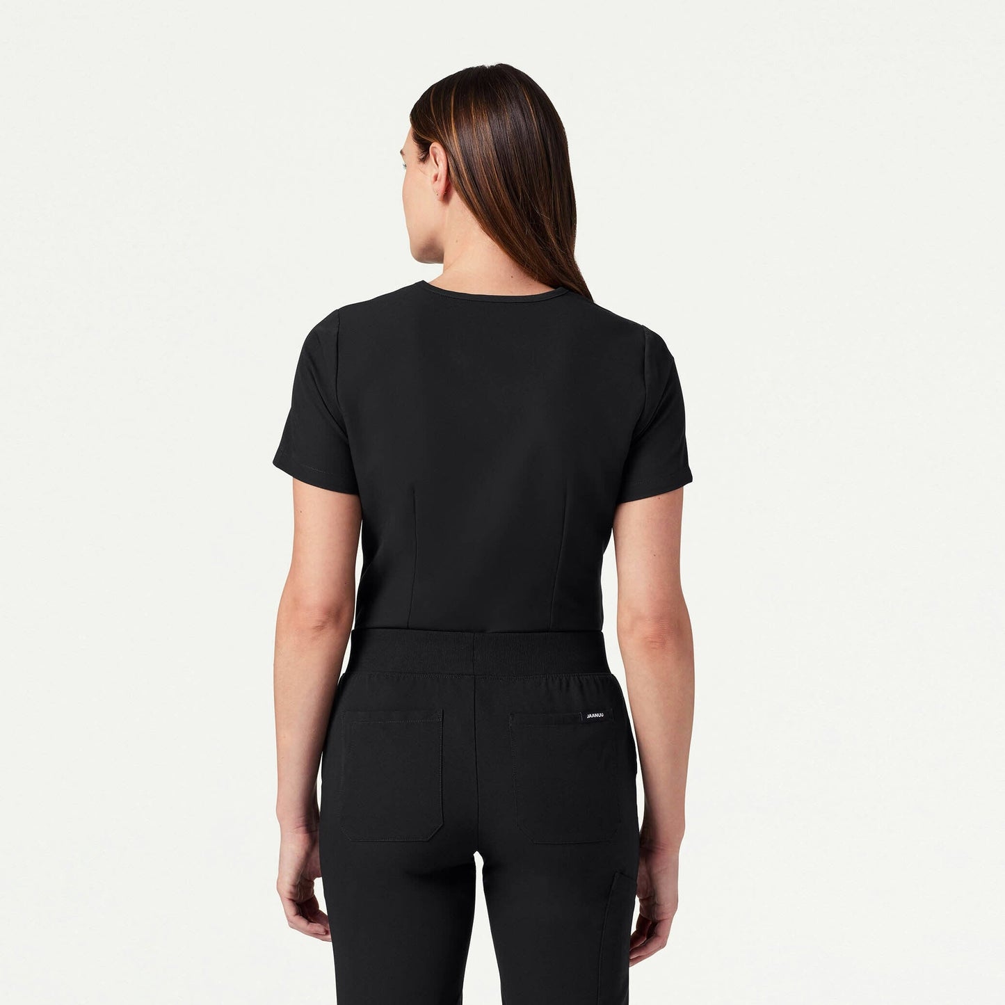 Rhena Slim Essential 1-Pocket Scrub Top - Black
