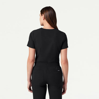 Rhena Slim Essential 1-Pocket Scrub Top - Black
