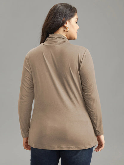 Supersoft Essentials Solid Funnel Neck Knit T-shirt