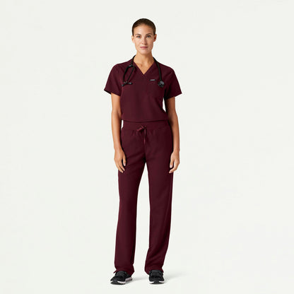 Rhena Essential 1-Pocket Scrub Top - Burgundy