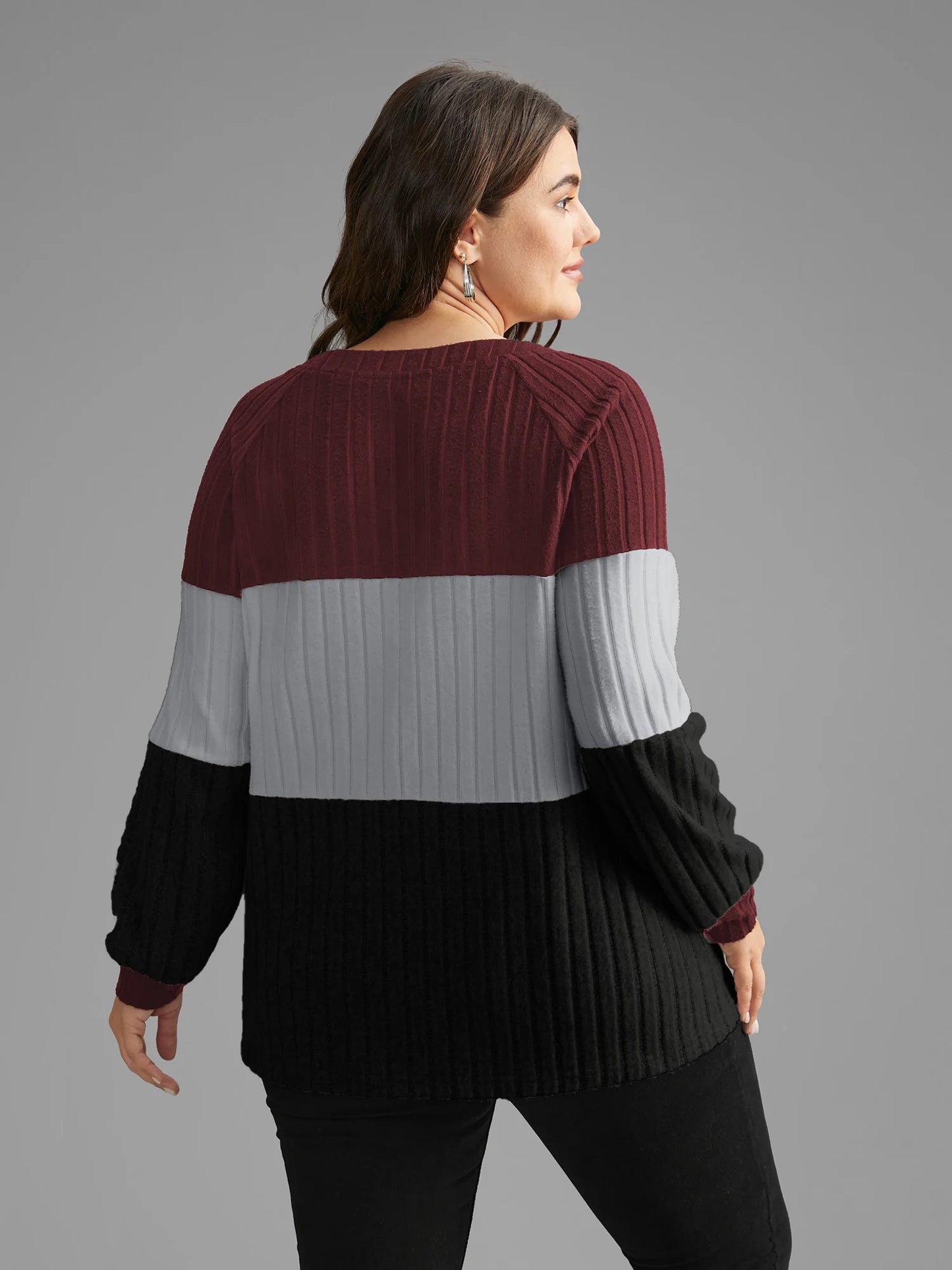 Colorblock Contrast Texture Pit Strip T-shirt