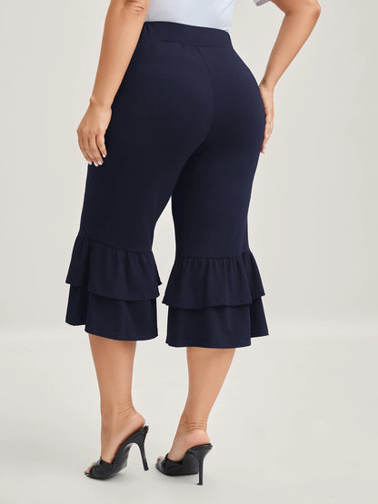Layered Ruffled Flare Hem Pants