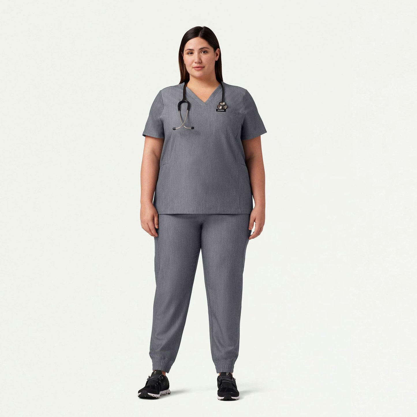 Magna 3-Pocket Scrub Top - Heather Gray