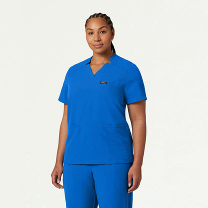 Helia Notched V-Neck Scrub Top - Royal Blue