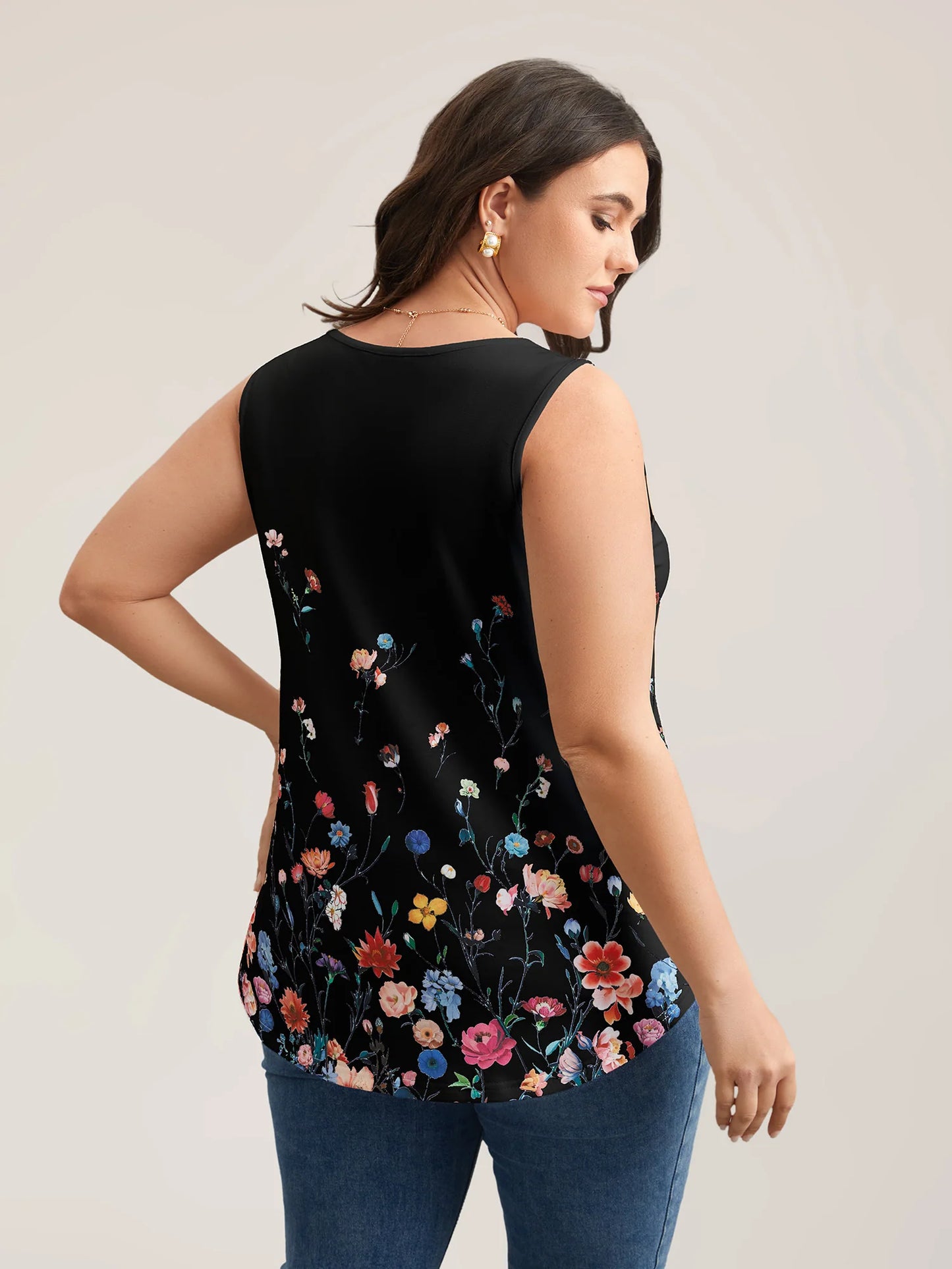 Blooming Flowers Print Stretchy Vest