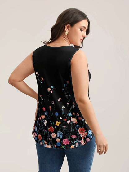 Blooming Flowers Print Stretchy Vest