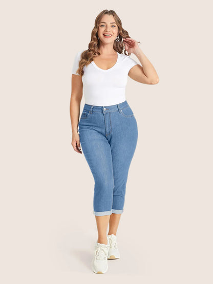 Very Stretchy High Rise Dark Wash Cropped Jeans