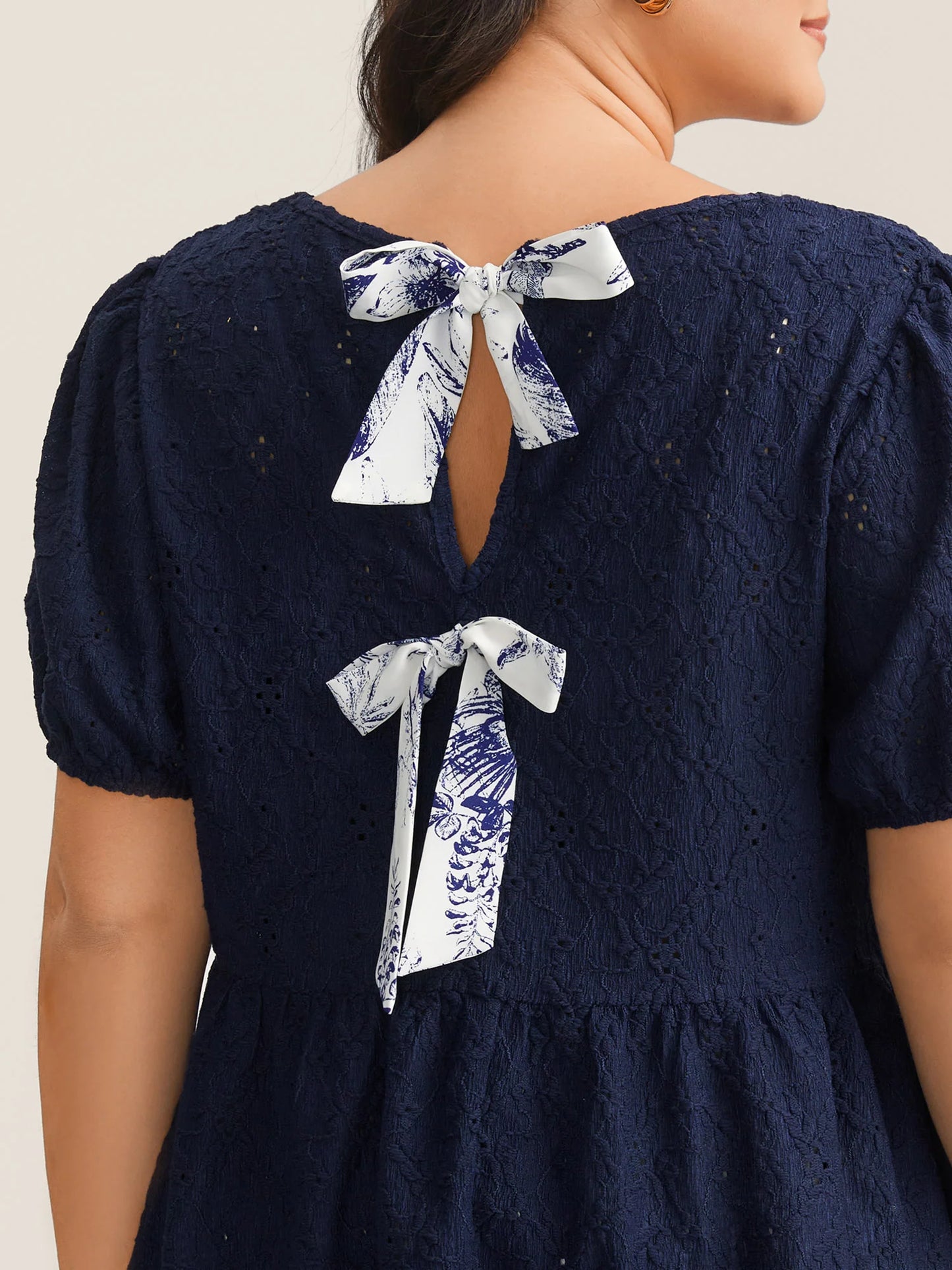 Back Bow Tie Textured Top