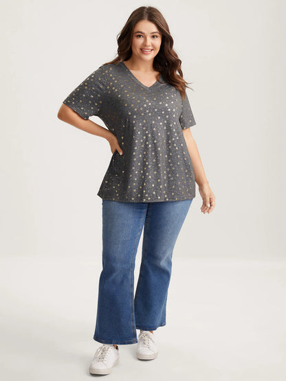 Supersoft Stretchy Gold Floral T-Shirt