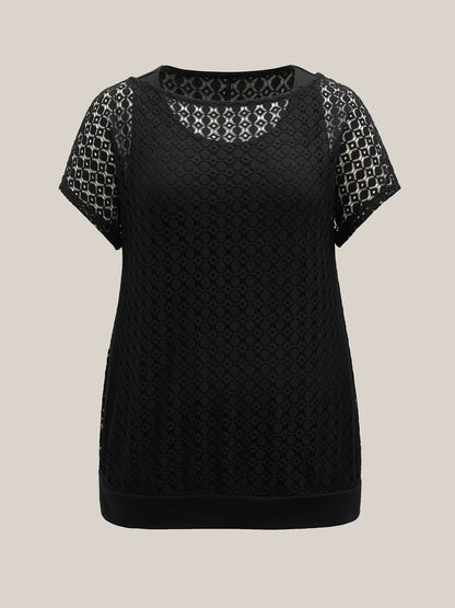 2-in-1 Cut-Out Plain Knit Top