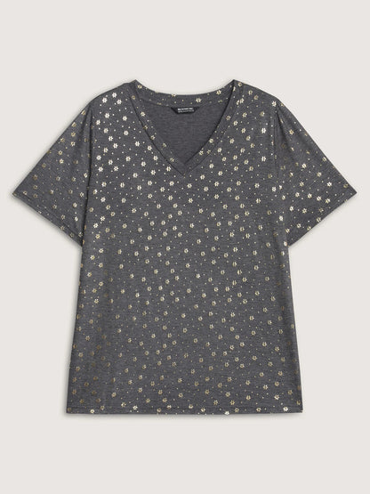 Supersoft Stretchy Gold Floral T-Shirt