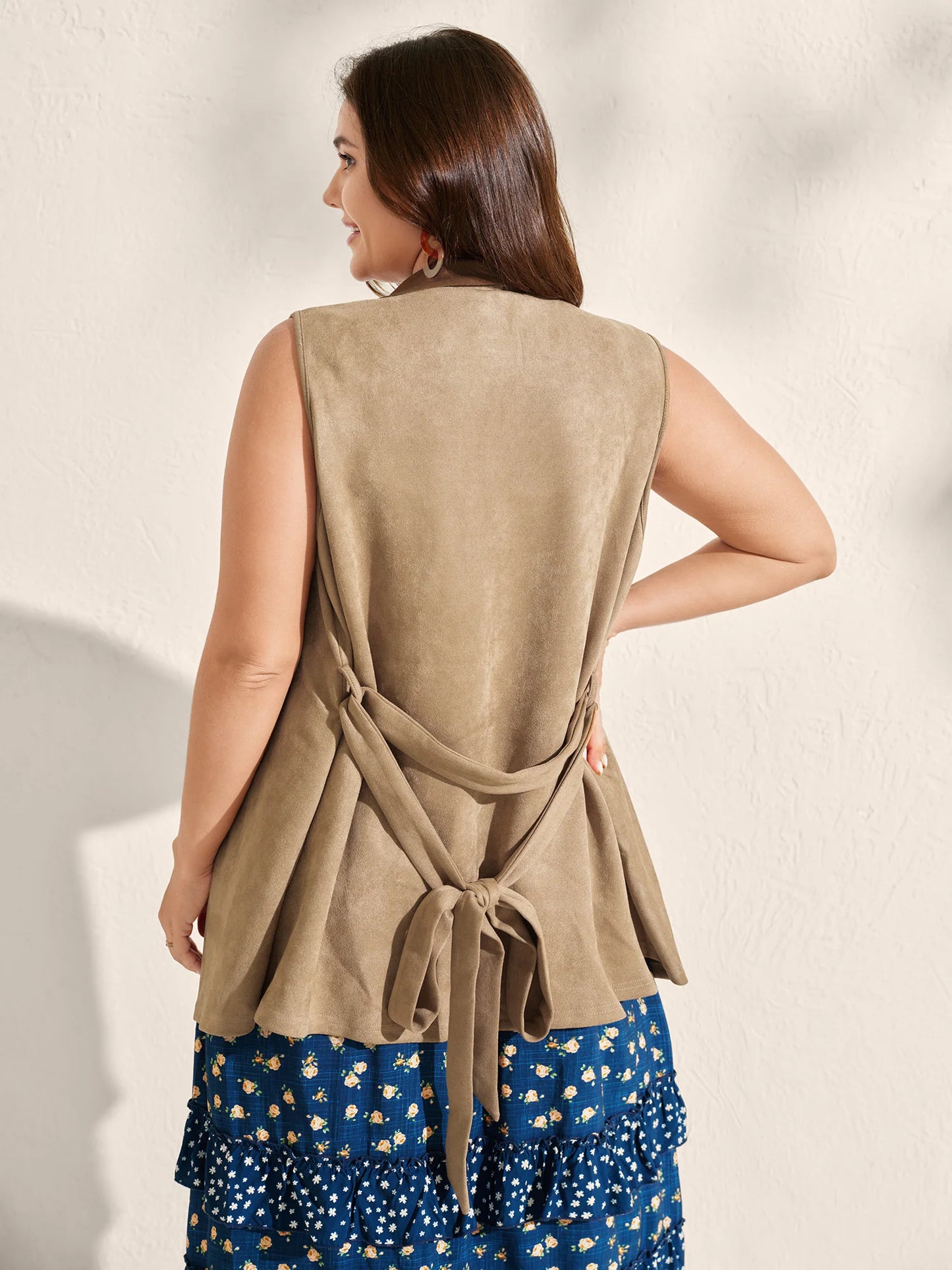 Suede Adjustable Waist Belt Vest