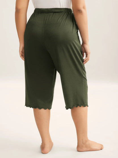 Supersoft Scalloped Hem Straight-Fit Lounge Bottoms