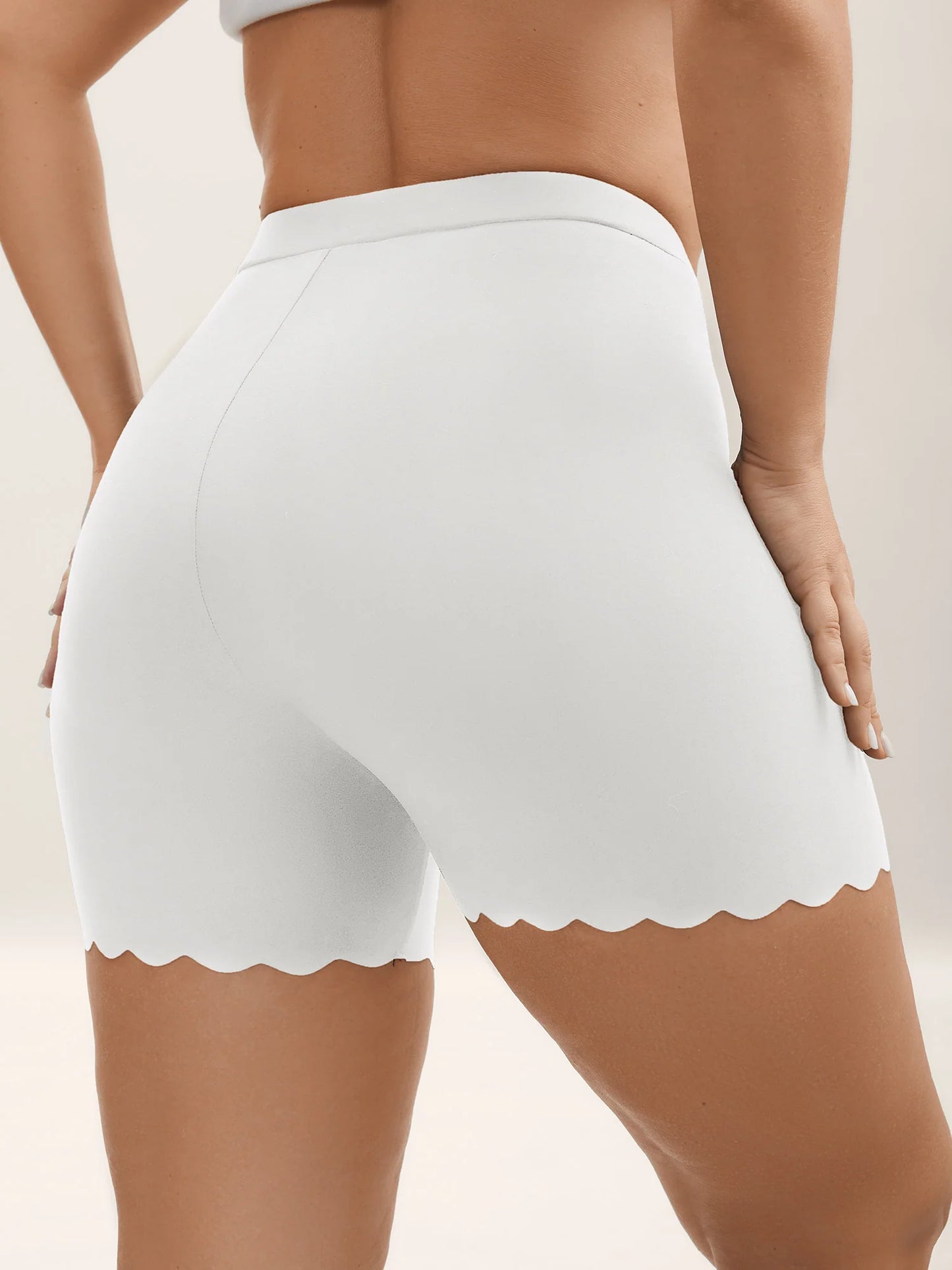 Scalloped Trim Stretchy Skinny-Fit Leggings
