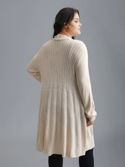 Plain Textured Kimono Collar Cardigan