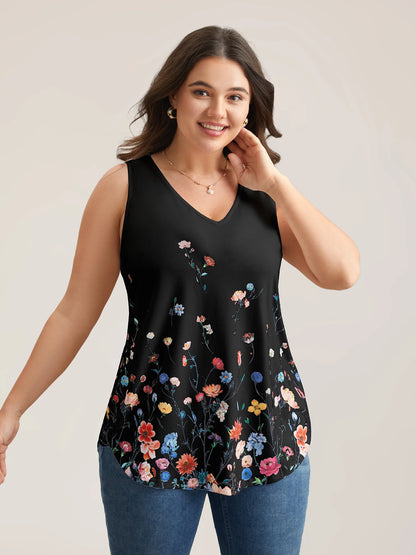 Blooming Flowers Print Stretchy Vest