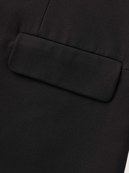Tab Sleeve Pockets Solid Blazer