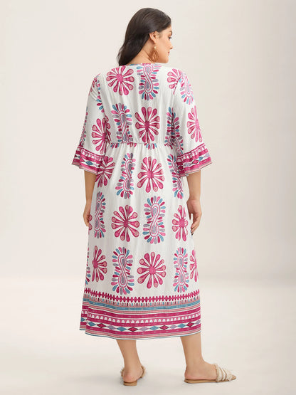 Boho Drama Sheer A-Line Midi Dress