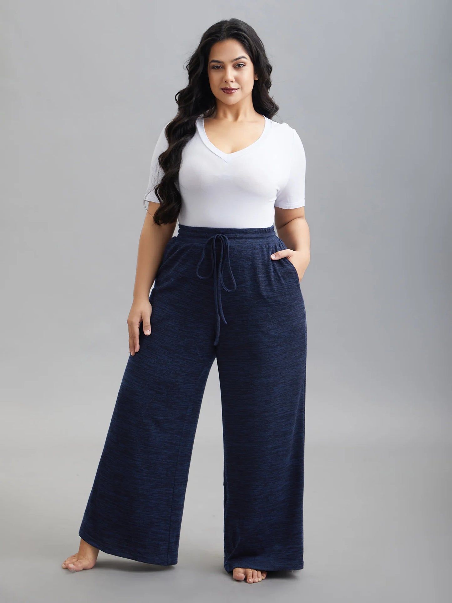 Heather Drawstring Loose Lounge Bottoms