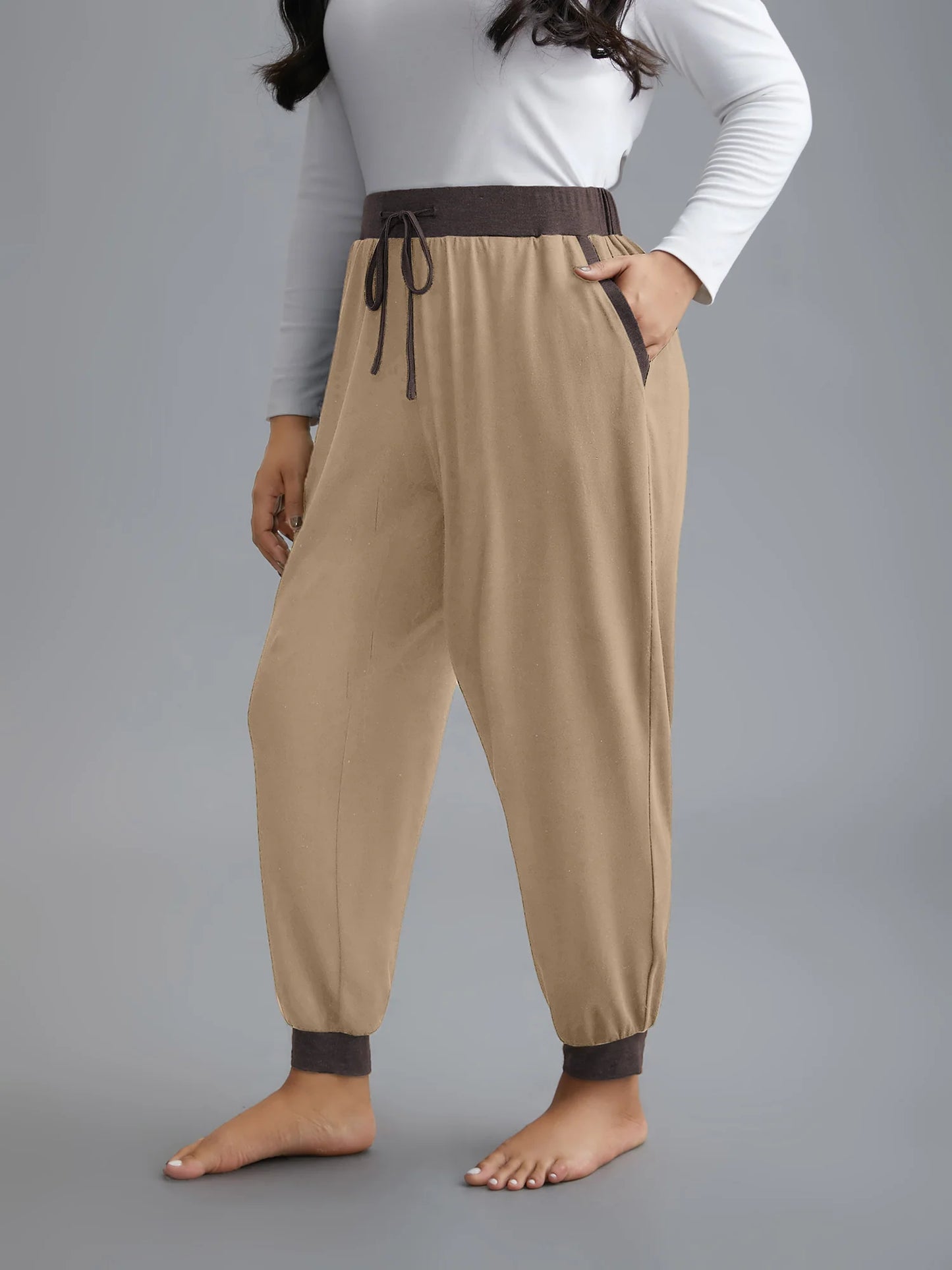 Contrast Drawstring Loungewear Bottoms