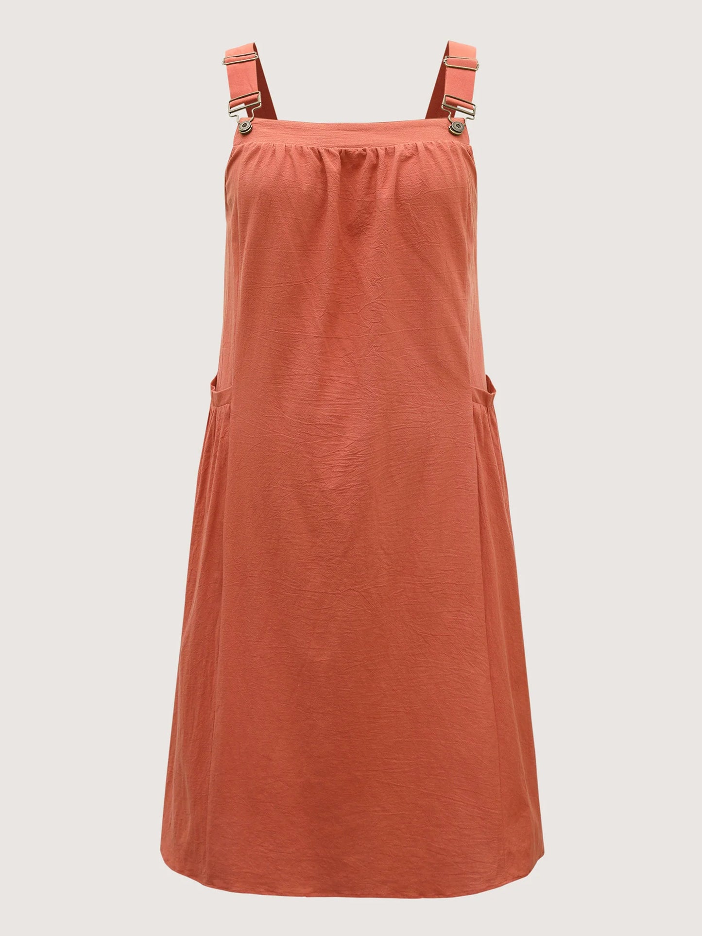 Pure Cotton Pleated Pockets Midi Dress