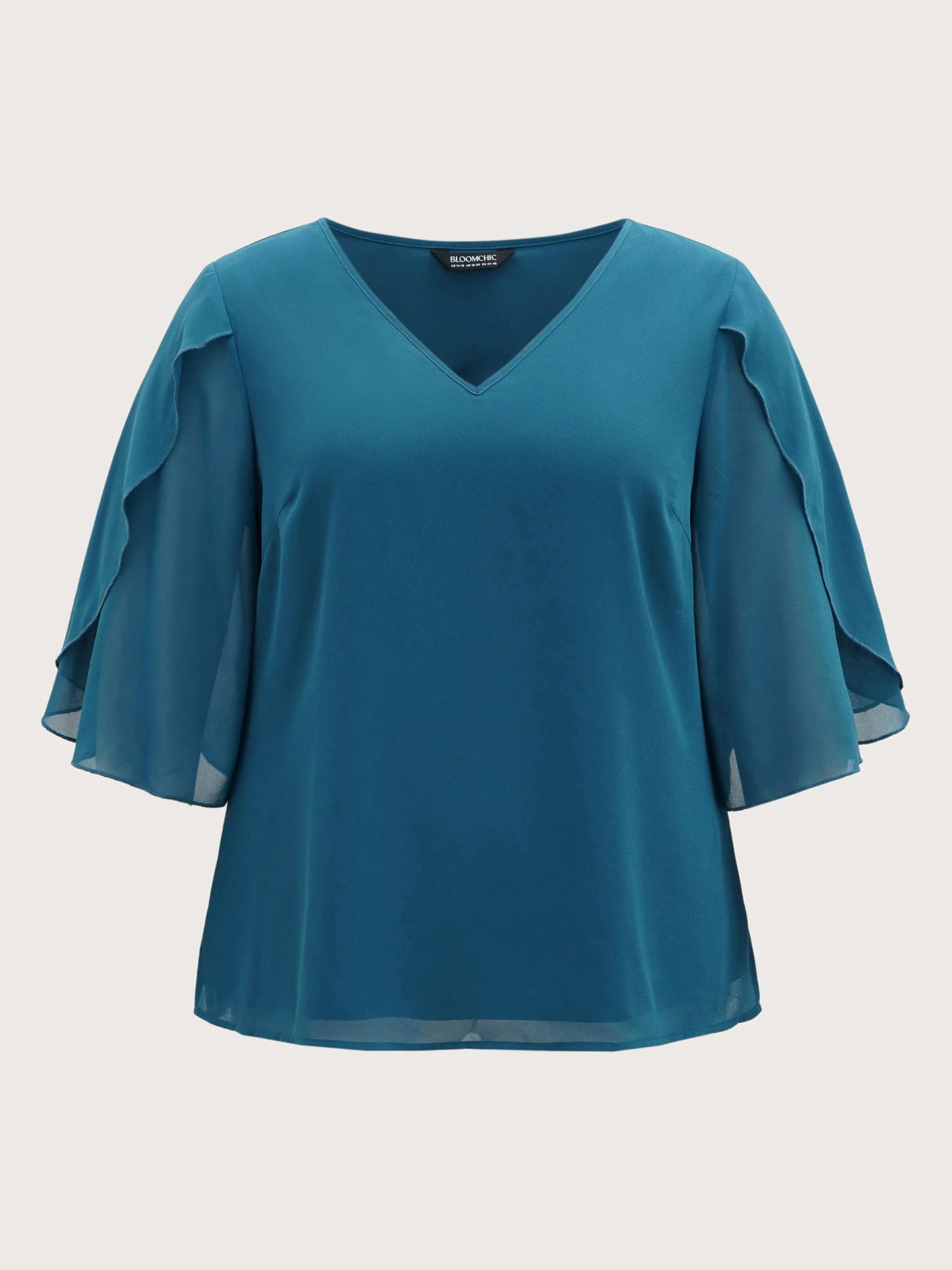 Chiffon Gathered Petal Sleeve Blouse