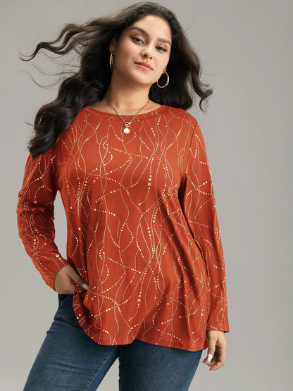 Polka Dot Contrast Round Neck T-shirt