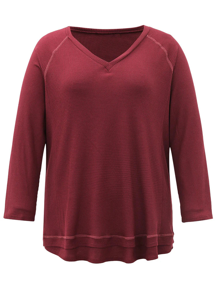 Plain Textured Stitch Raglan Sleeve Sweatshirt