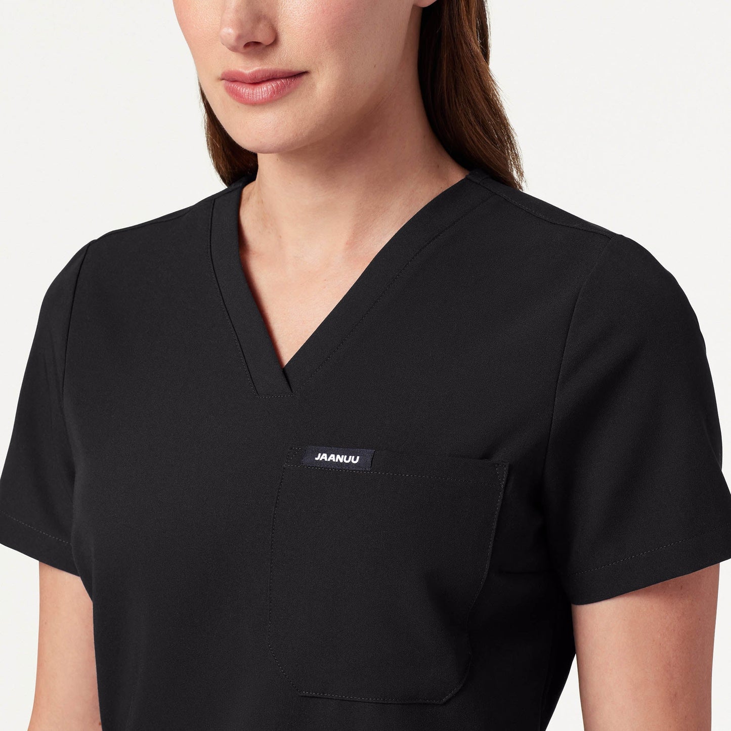 Rhena Slim Essential 1-Pocket Scrub Top - Black