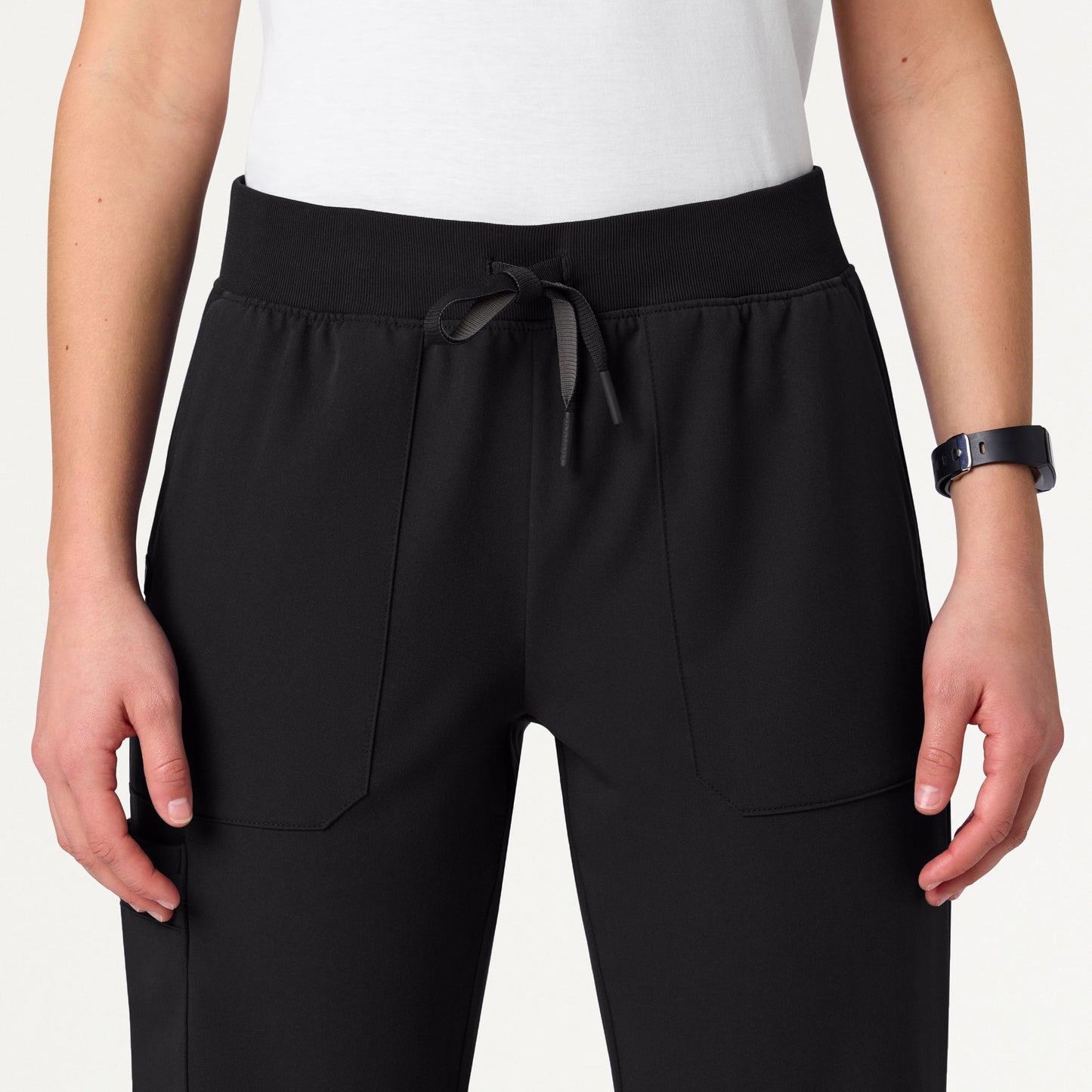 Xenos Cargo Knit-Waist Scrub Pant - Black