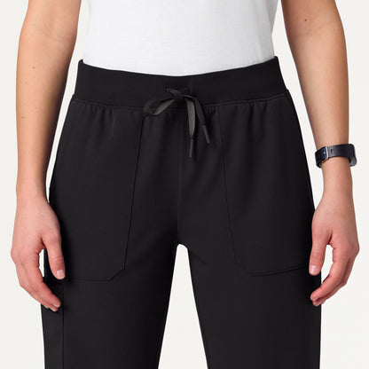 Xenos Cargo Knit-Waist Scrub Pant - Black