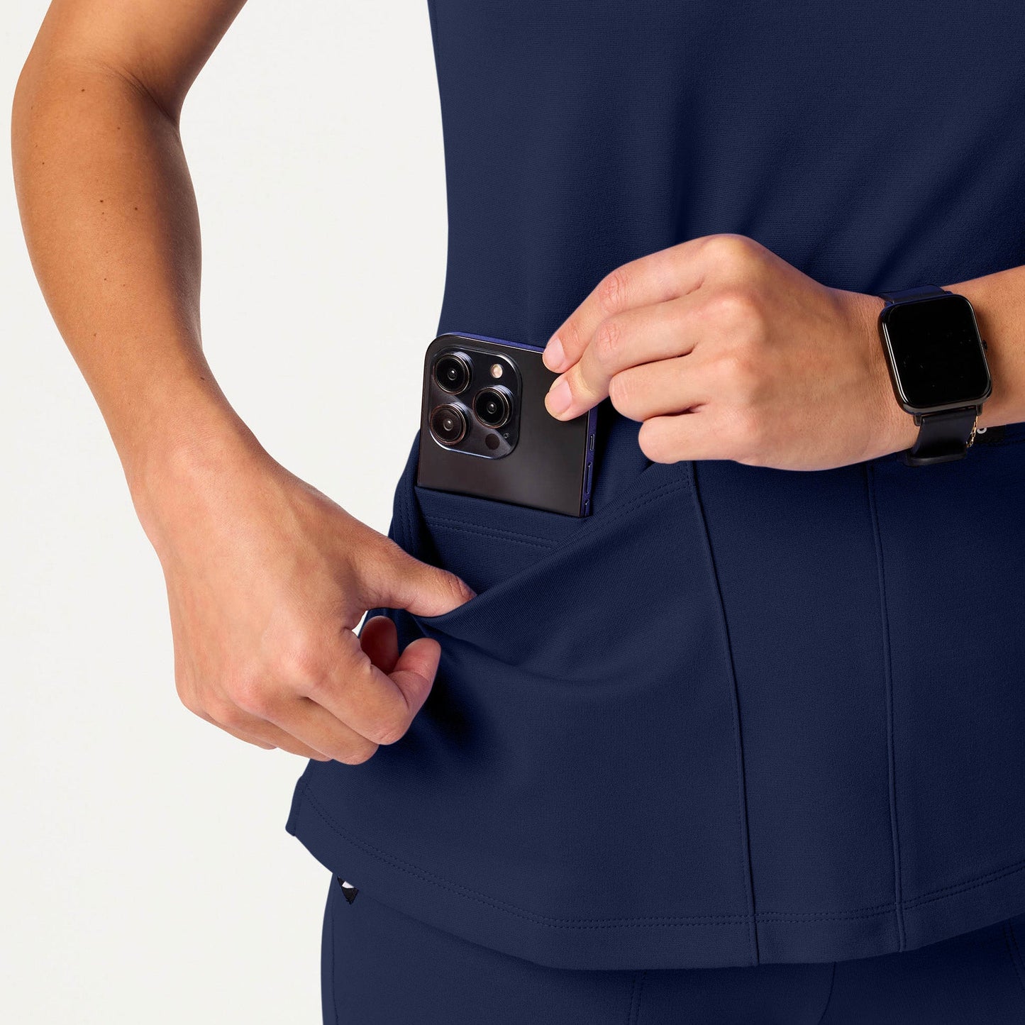 Kass Slim 4-Pocket UltraSOFT Scrub Top - Midnight Navy