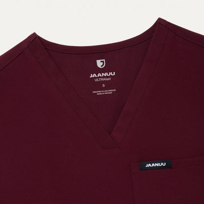 Rhena Essential 1-Pocket Scrub Top - Burgundy