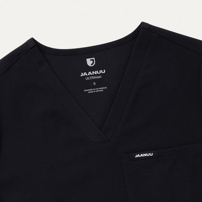 Rhena Essential 1-Pocket Scrub Top - Black