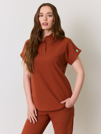 CHARLIE RE-GARDE™ - SEQUOIA - Mandarine Collar Scrub Top - SILVADUR™