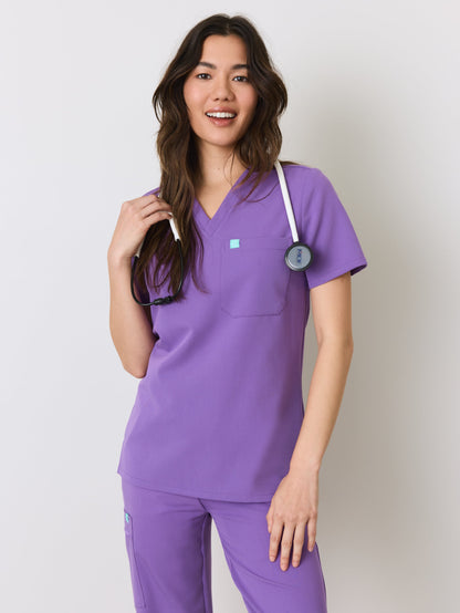 GABRIELLE RE-GARDE™ - ROYAL LILAC - One Pocket Scrub Top - SILVADUR™
