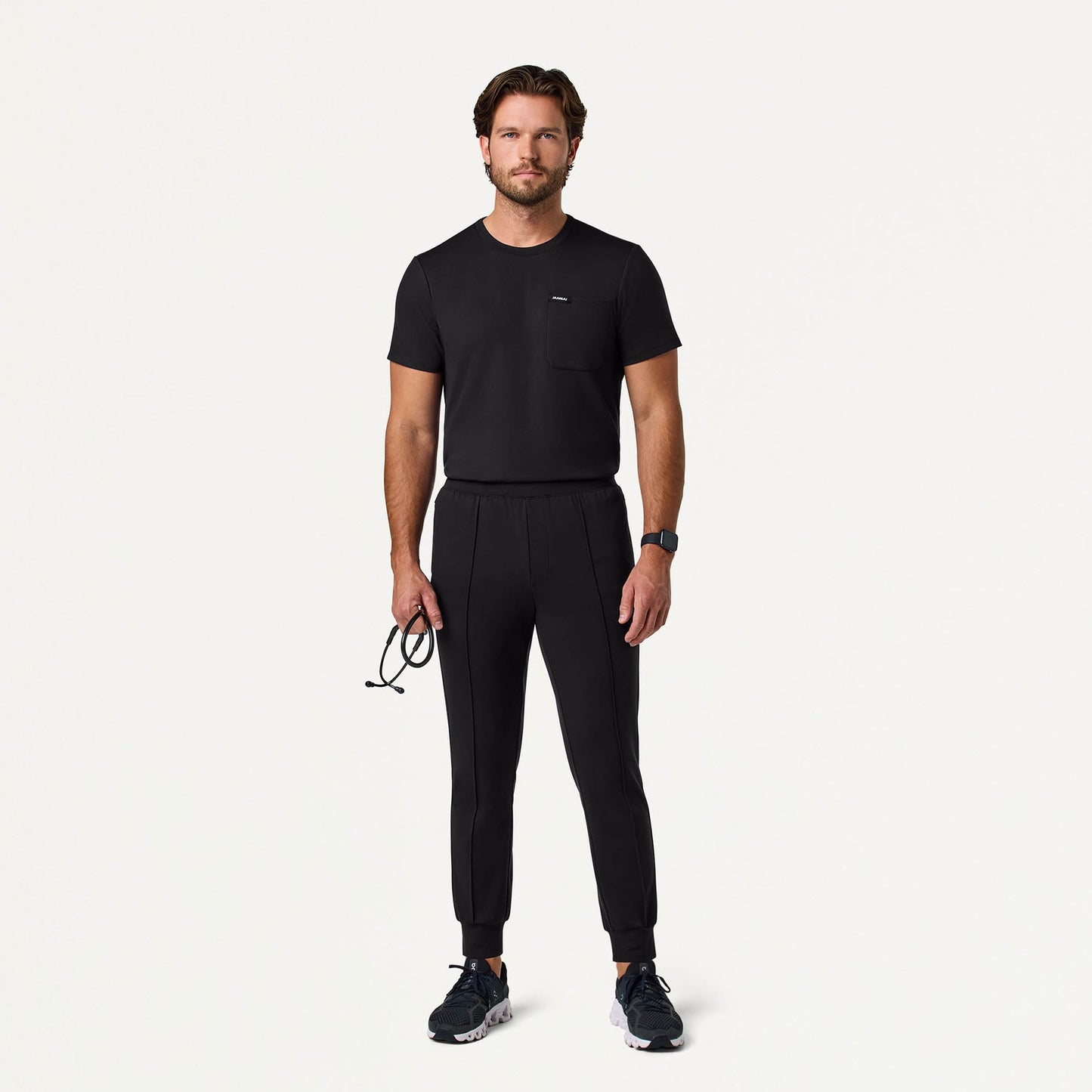 Finn Crewneck UltraSOFT Scrub Top - Black