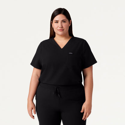 Rhena Essential 1-Pocket Scrub Top - Black