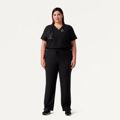 Rhena Essential 1-Pocket Scrub Top - Black