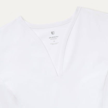 Calix Fit & Flare Scrub Top - White