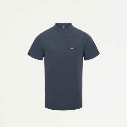 Savi Tuck-In Stand-Collar Scrub Top - Carbon Gray