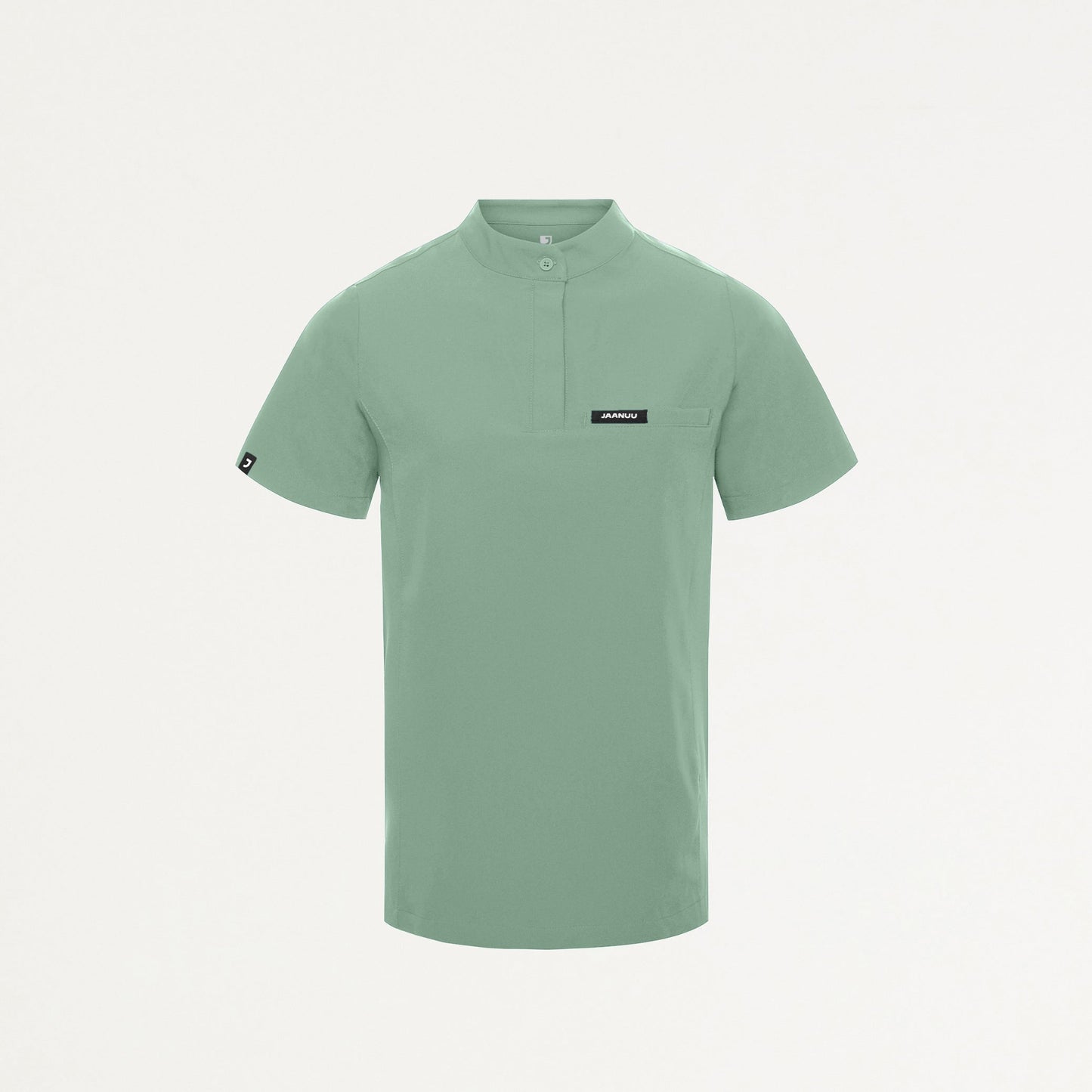 Savi Tuck-In Stand-Collar Scrub Top - Sage
