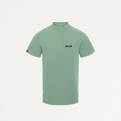 Savi Tuck-In Stand-Collar Scrub Top - Sage