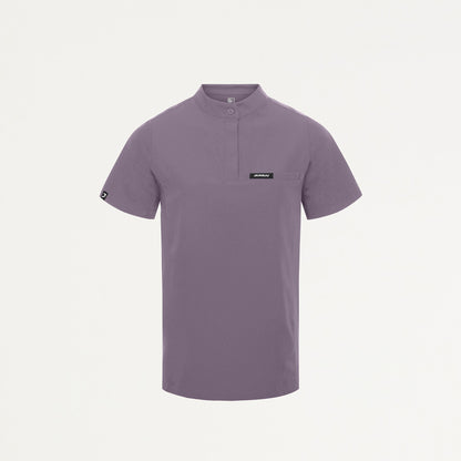 Savi Tuck-In Stand-Collar Scrub Top - Titanium