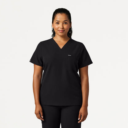 Rhena Slim Essential 1-Pocket Scrub Top - Black