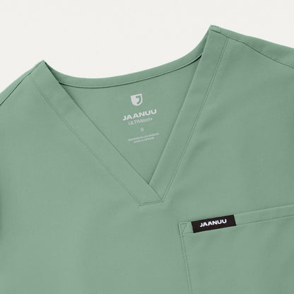 Rhena Slim Essential 1-Pocket Scrub Top - Sage