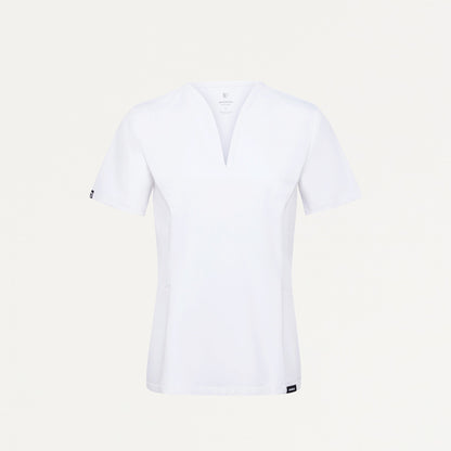 Calix Fit & Flare Scrub Top - White